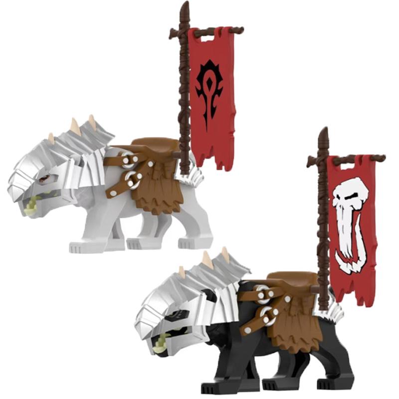 MOC Mediaeval Times Building Blocks Orc Mounts Wolf Flags Army Soldiers Character Accessories Bricks Animal Toys Gifts R064 DIY