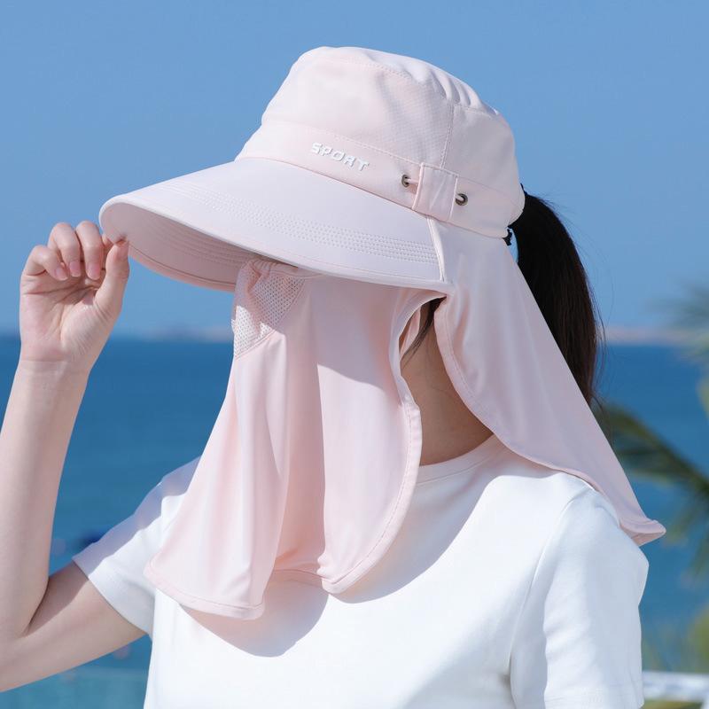 

Summer hat ice silk sun protection sun hat outdoor cycling UV protection sun hat full face cover tea picking hat One Size