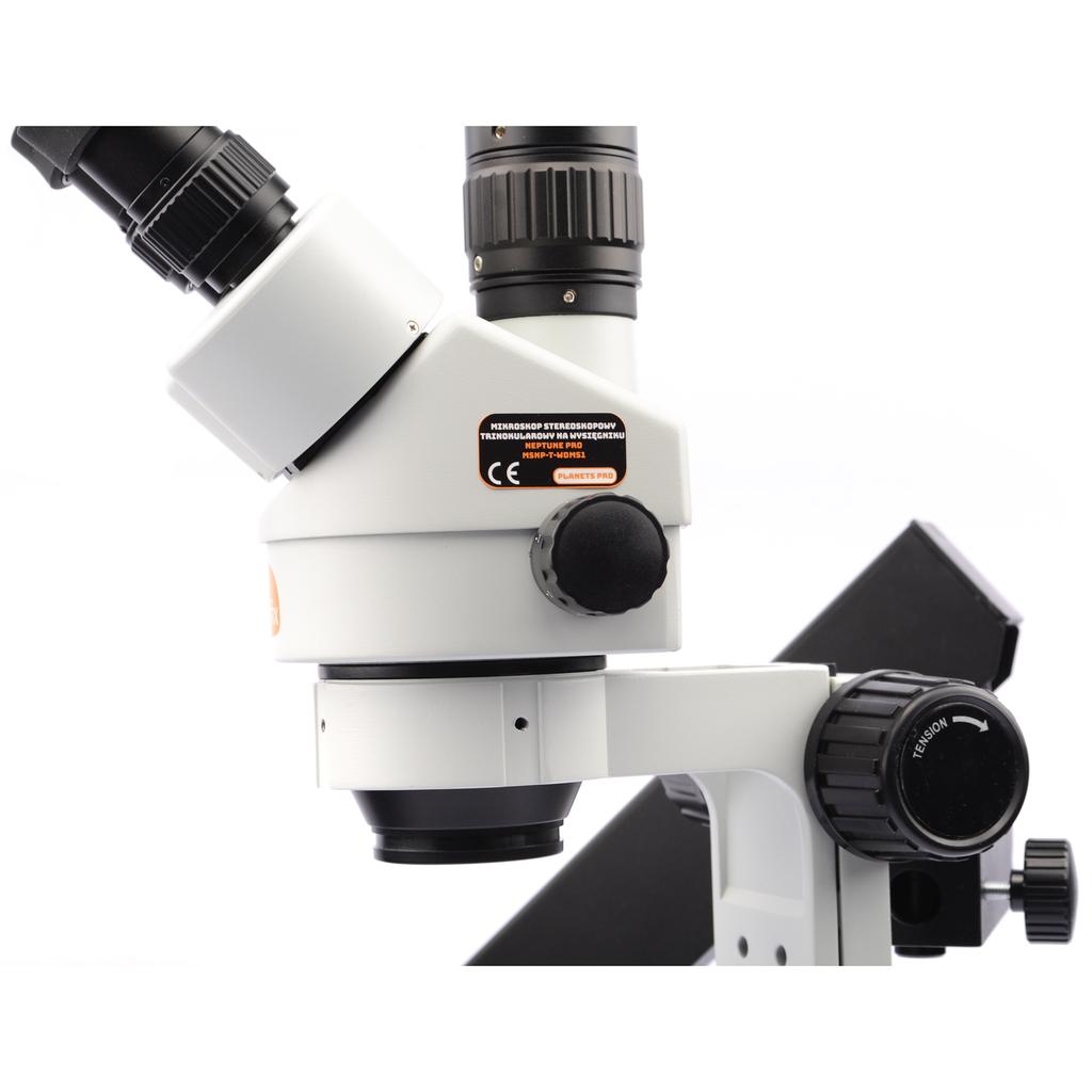 Rosfix Mikroskop Stereoskopowy Trinokularowy Neptune Pro MSNP-T-WDMS1 – Zakres Zoomu 7x-45x | Wysięgnik | Oświetlacz 56xLED I Soczewka 0,5x
