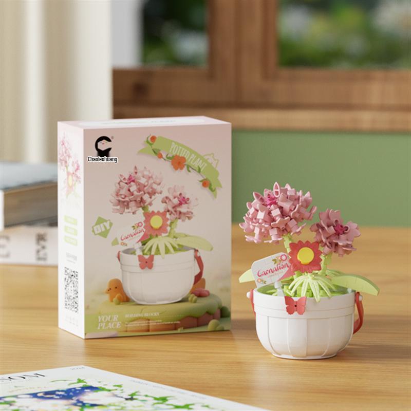 LEGO-kompatibelt Byggesett med Orkidéroseblomst: Floral Whispers Kurvpyntegjenstand, Leke for barn, Gave til jenter og Lærerdagen