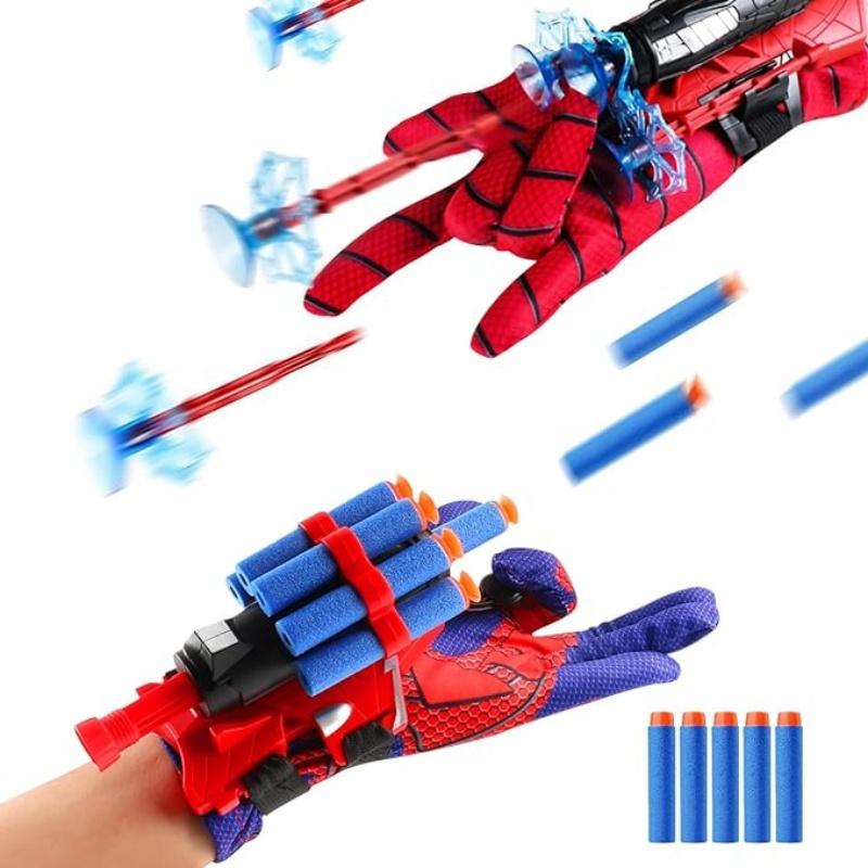 2 Pieces Spider Web Shooter Hero Wrist Launcher Playset with RPG Rocket Gloves Fun Kids Decorative Wrist P Toys