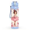 1PC Pink Floral Ballerina Girl Print 750ml Color Plastic Sports Water Bottle Leakproof Flip Straw Lid Suitable for Sports Office Home Use