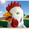 New White Plush Rooster Head Latex Mask Funny Furry Full Headpiece For Adults Unisex Cosplay Halloween Party Birthday Gift