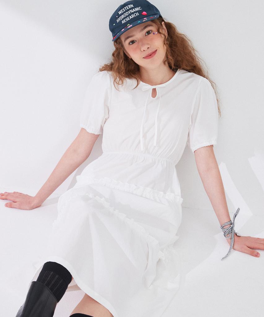 Between A And B Frill Tiered Long Dress [White]