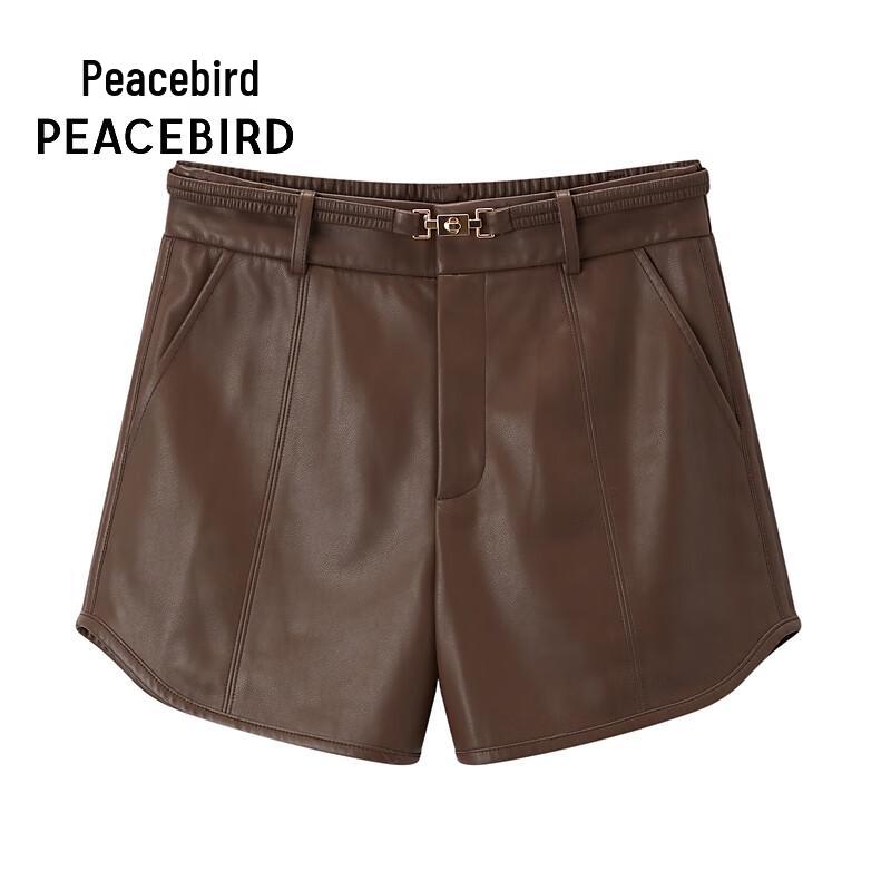 

Peacebird Women s High-Waist PU Casual Shorts M