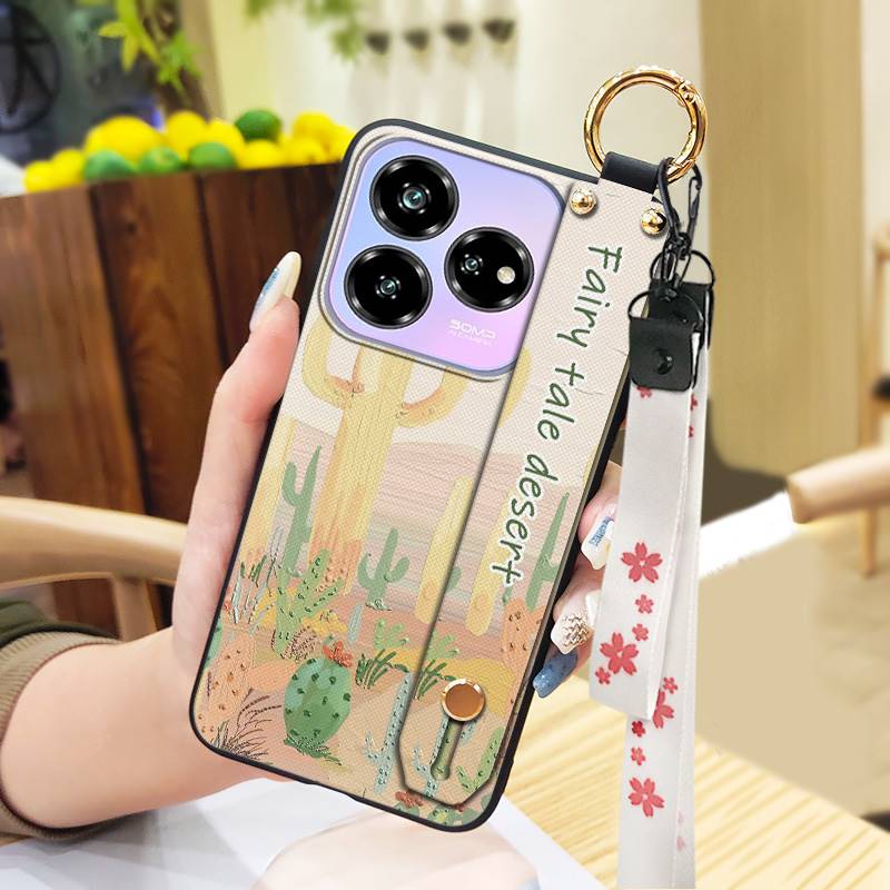 Waterproof Dirt-resistant Phone Case For ZTE Blade V60 Design/Axon 60 Lite Anti-knock Flower Wristband Soft case Lanyard