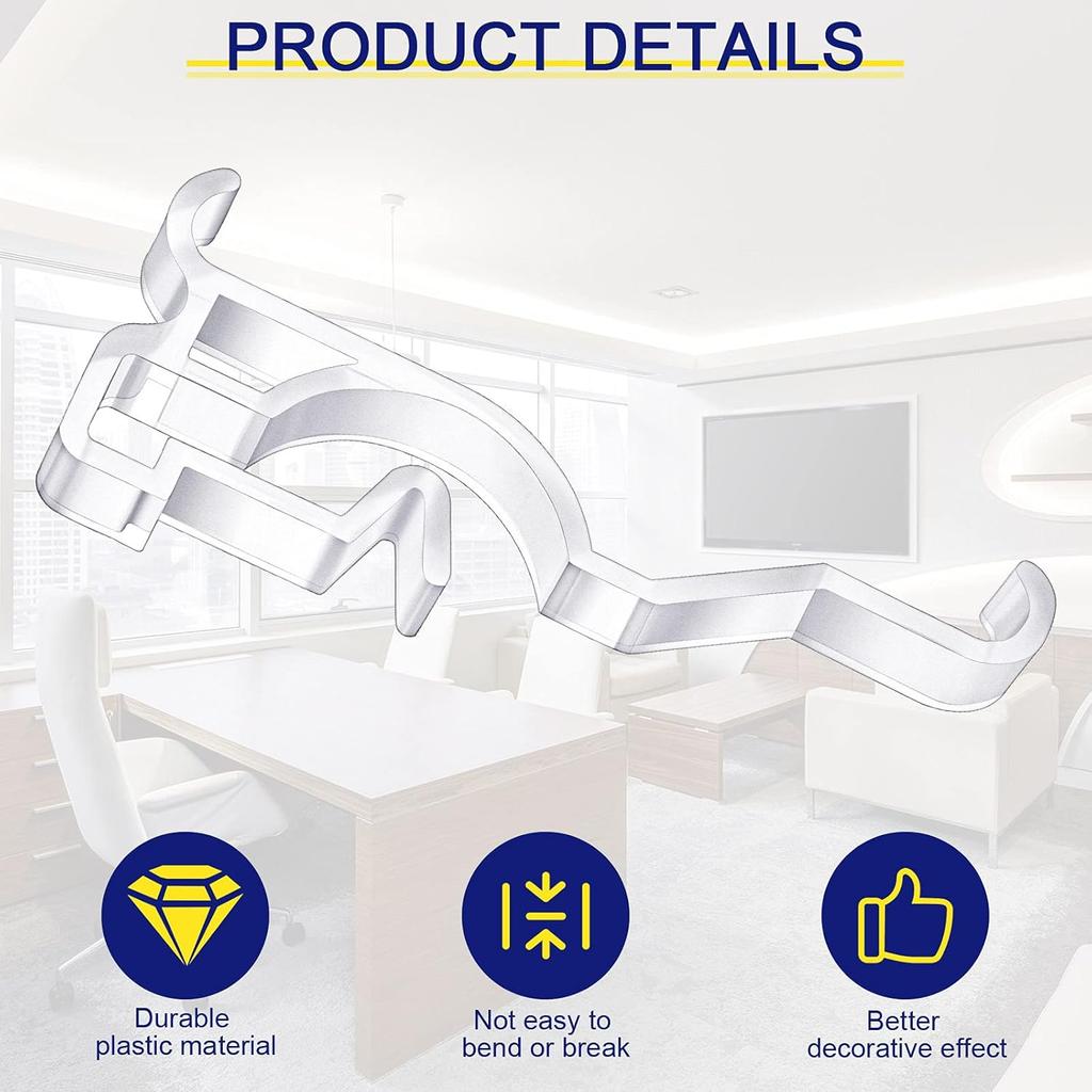 Jetec Valance Clips 2.5 Inch Arc-Shaped Clear Plastic Valance Retainer Clips Hidden Window Blind Holder(30 Pieces)