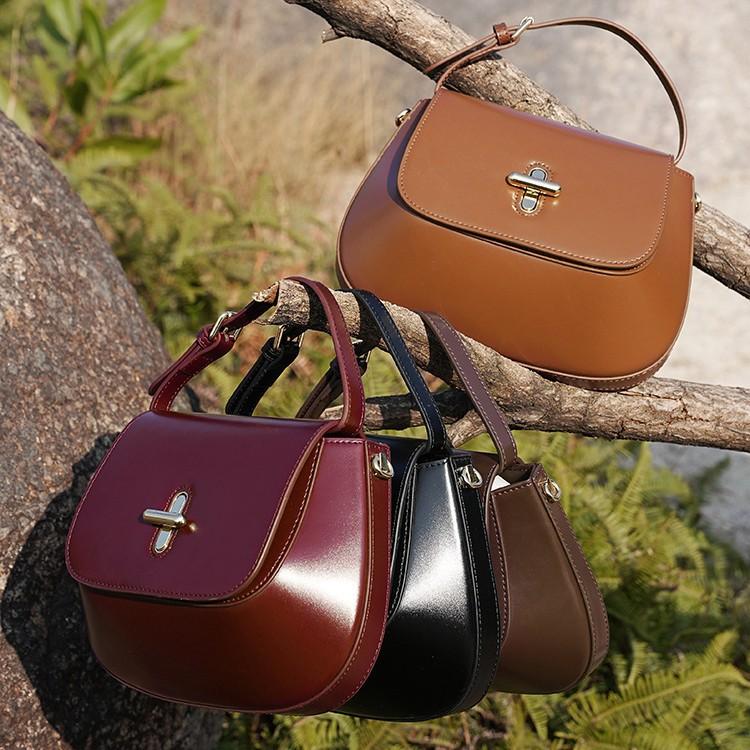 Korean-style Women's Genuine Leather 2025 New Crossbody Bag, Light Luxury Niche High-end Capsule Chestnut Cowhide Women's Bag