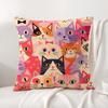 Cushion Cover Cute Cat Print Linen Organic Fabric DoubleSided Printing Sofa Breathable Home Decor Gift Pillow Case