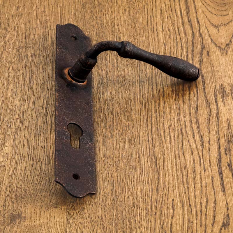 BRISTOL AGED door handle with a plate for a 72mm insert