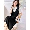 Women's Casual Faux Two-Piece Color Block A-Line Dress
