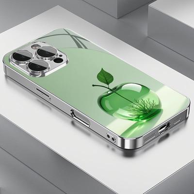 Luxus grüner Kristall für Apple Muster Glas Galvanisiertes Case für iPhone 17 16 15 14 13 12 11 Pro Max Plus 16E 17Air Cover