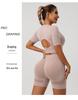European & American High-Waist Fitness Yoga Shorts with Hollow Short Sleeve.