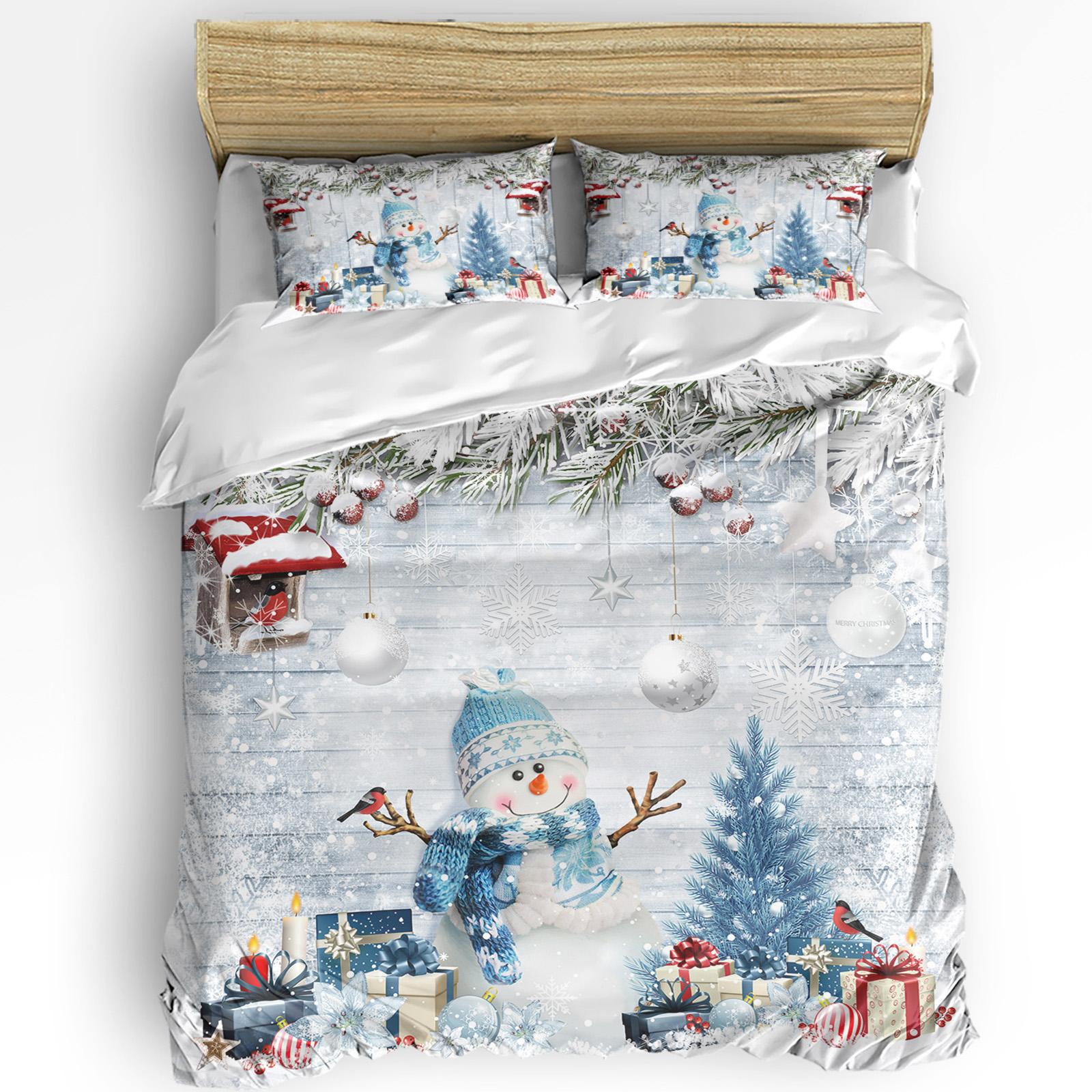 

Рождественская снежинка синий 3 предмета постельного белья для двуспальной кровати домашний текстиль пододеяльник покрывало наволочка EU single(135x200cm)