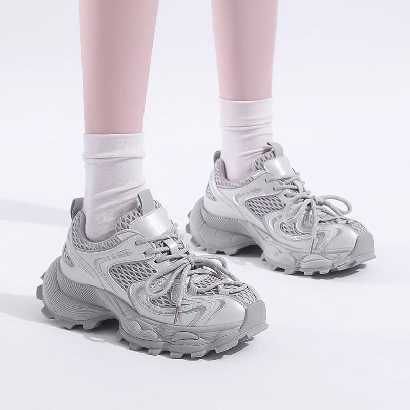 Summer single net breathable thick-soled muffin dad shoes women 2025 new European products versatile and small fashion sports shoes