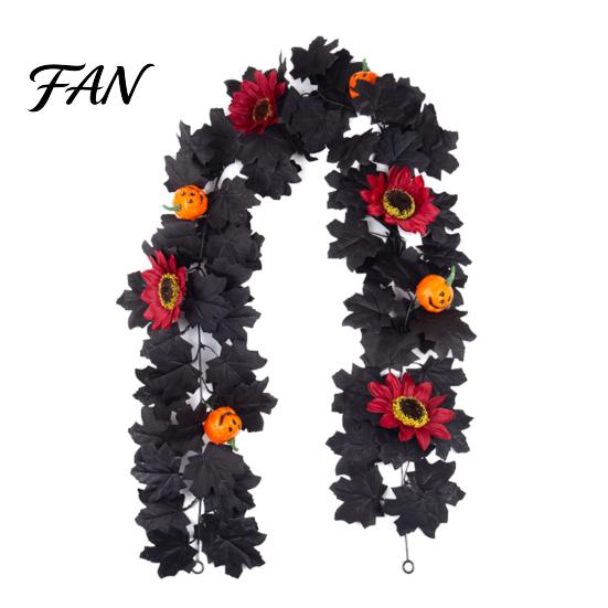 Fall Seasonal Decorations Halloween Artificial Maple Leaf Vine Decor, Wall Hanging Garland Indoor Outdoor for Party Scene, Spooky Thanksgiving
