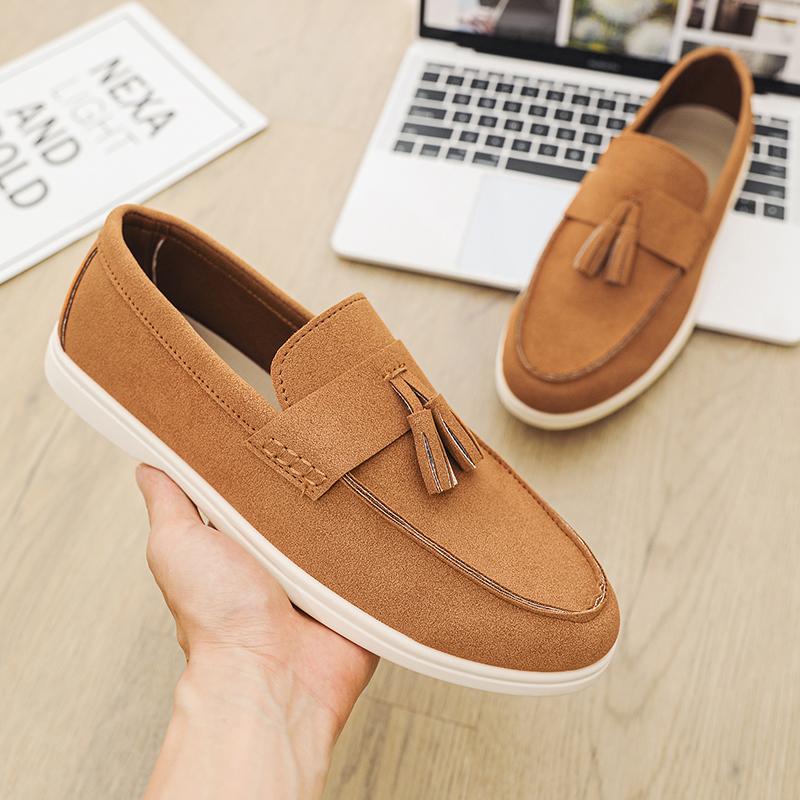 Fashion Formal Man Loafers Leisure Walk Tassel Moccasins Italian Breathable Slip on Male Dress Shoes Handmade PU Leather Men Casual Shoe
