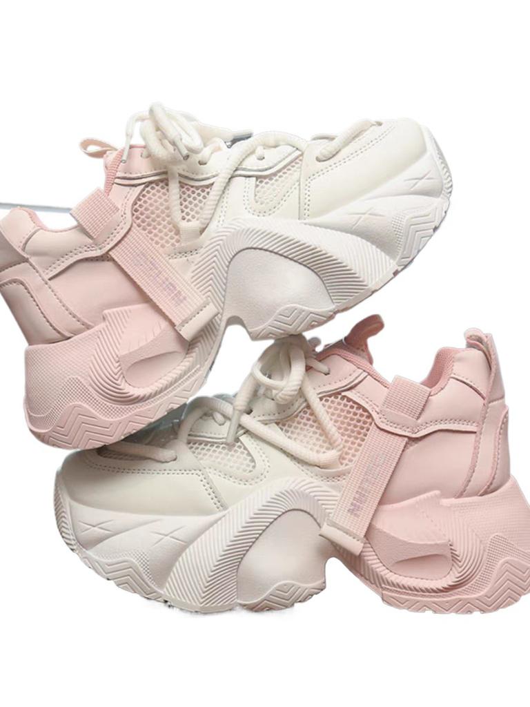 Thick-soled heightening 6 dad shoes women's single mesh breathable 2025 new lightweight casual sports shoes