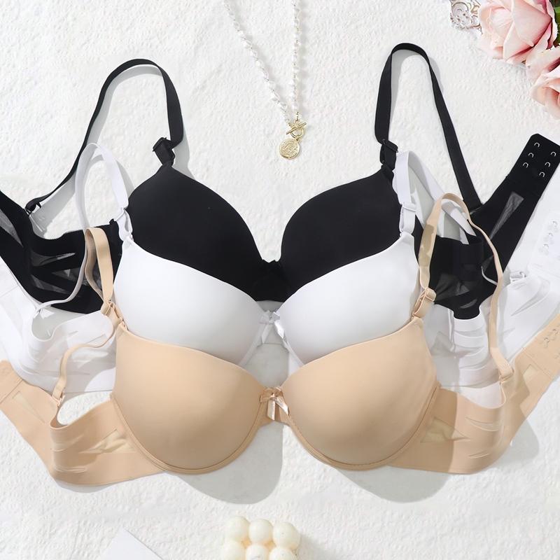 

Женский набор из трех бюстгальтеров с отстегивающимися бретелями и косточками, с бантом, удобные бюстгальтеры, чашка BCD - 9874 90D