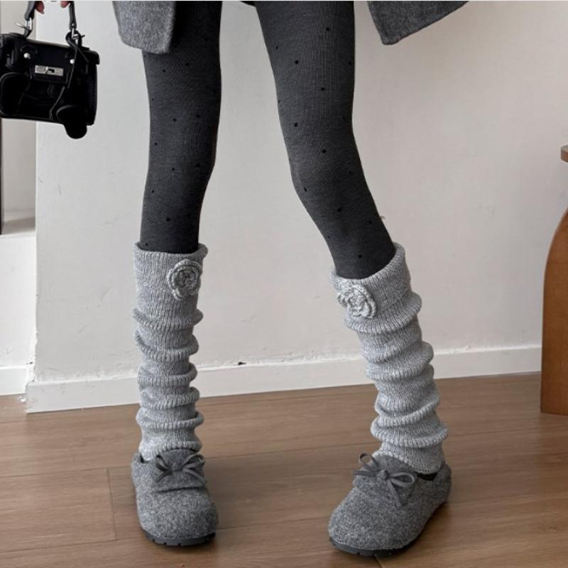 

Autumn Winter Woolen Knitted Mid-Calf Hollow Out Socks Women S Y2K Leg Warmers Jk Boots Cover