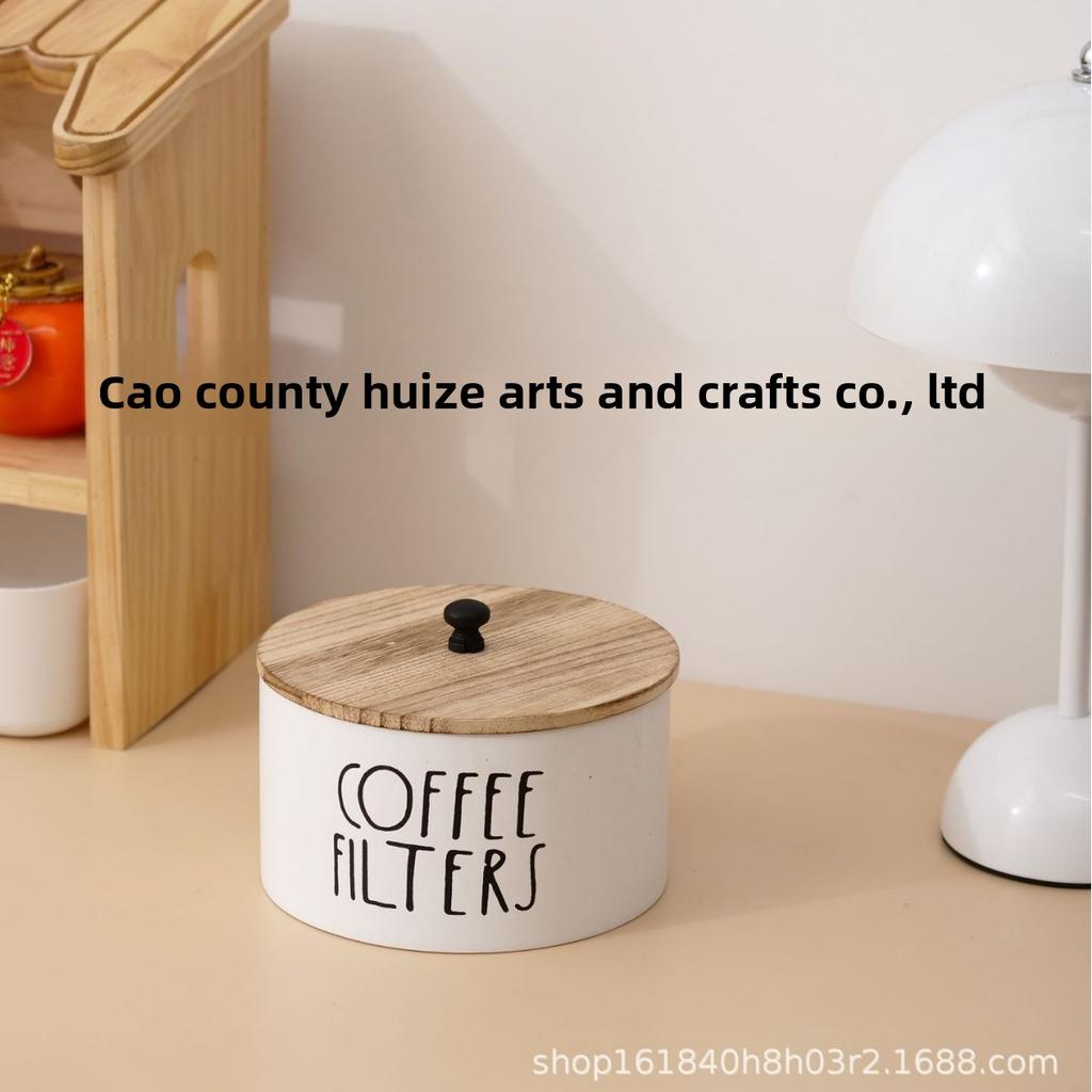 Rustic Wooden Coffee Filter Holder Coffee Filter Organizer Box Vintage Coffee Storage
