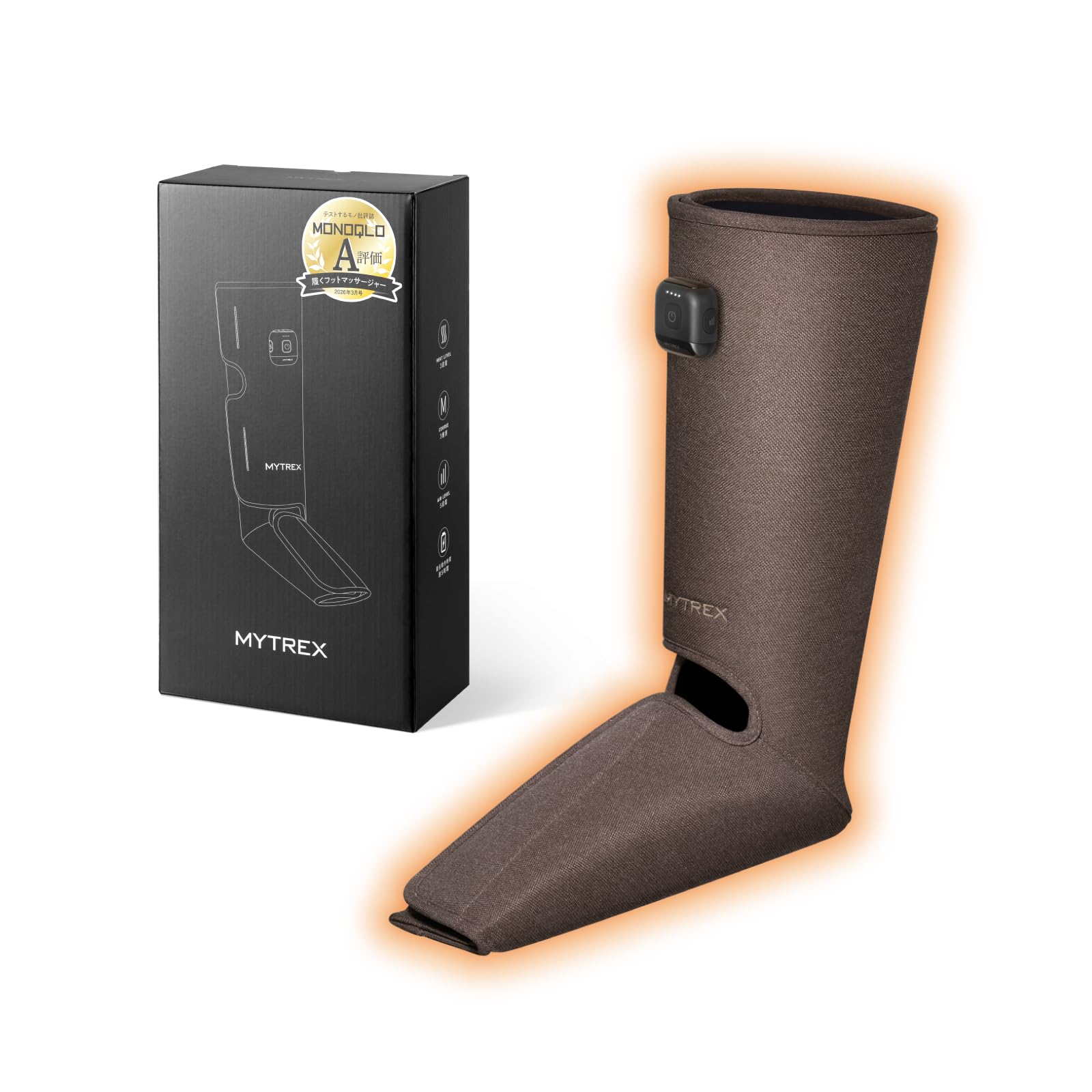 MYTREX RAKUNO FIT PLUS Foot and Calf Care Massager - Cordless, Triple Pressure Pump, 3 Heat Levels, 3 Massage Courses, 5 Levels of Intensity Adjustmen