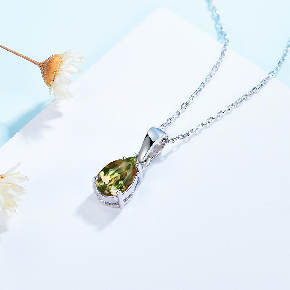 Kuololit Diaspore Gemstone Pendant For Women Solid 925 Sterling Silver Watedrop Necklace For Engagement Party Gifts No Chains