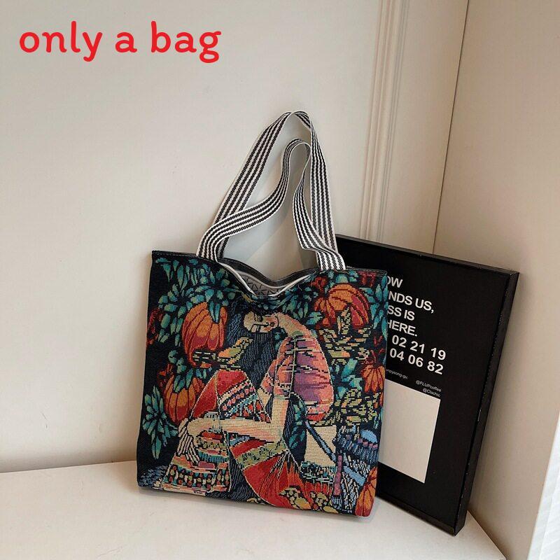 Canvas Bag With Embroidery For Casual Daily Use And Urban Style