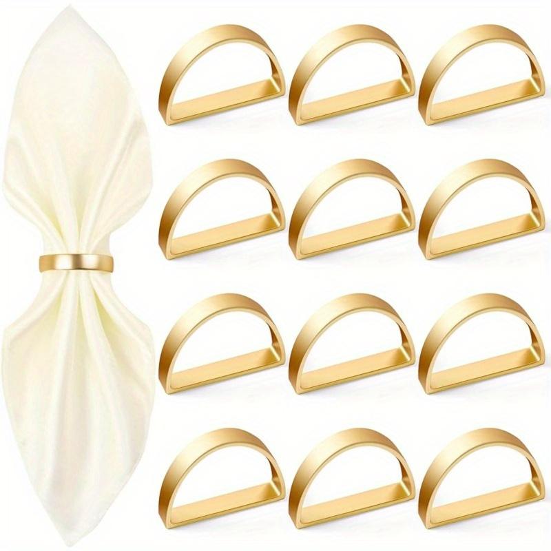 12pcs Zinc alloy semi-circular napkin ring creative modern and simple D-shaped napkin clasp gold napkin ring