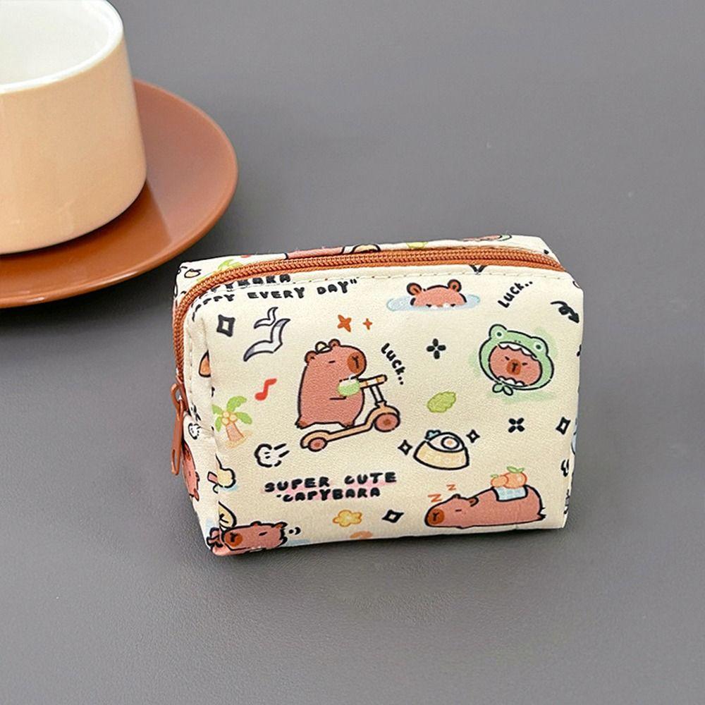 Cute Capybara Coin Purse Portable Waterproof Storage Bag Cartoon Mini Key Bag Small Wallet