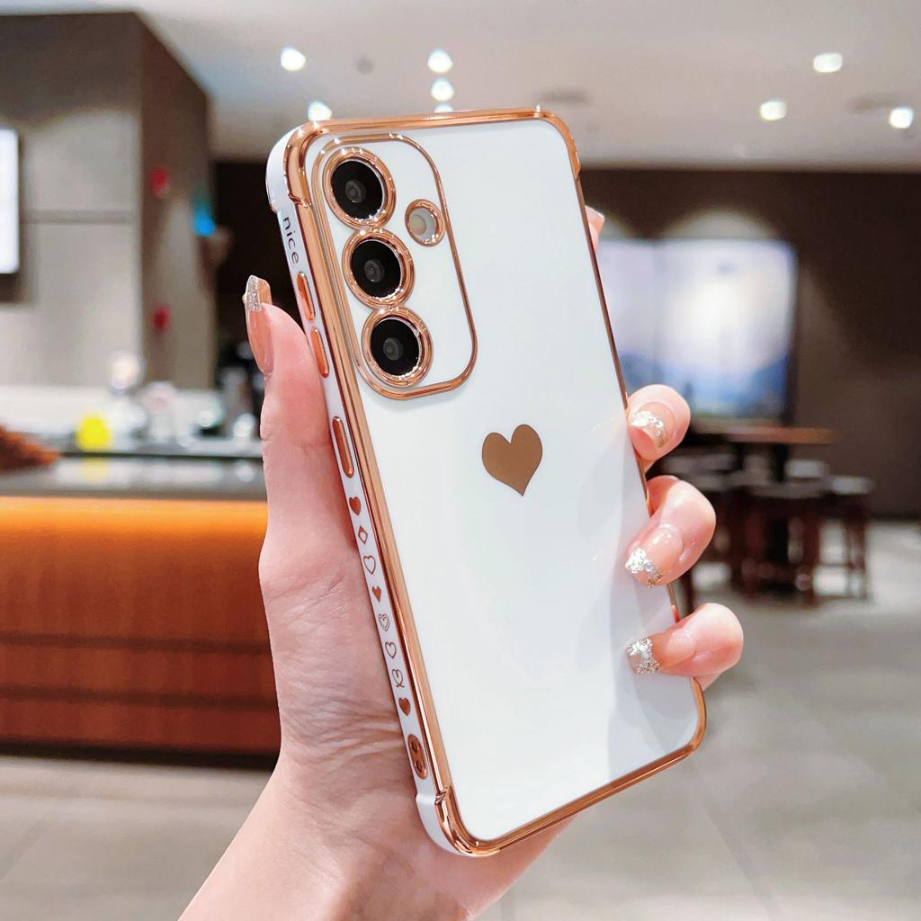 Suitable for Samsung S25ULTRA Side Electroplating Love Mobile Phone Case A14 Silicone All Inclusive A54 Protective Case