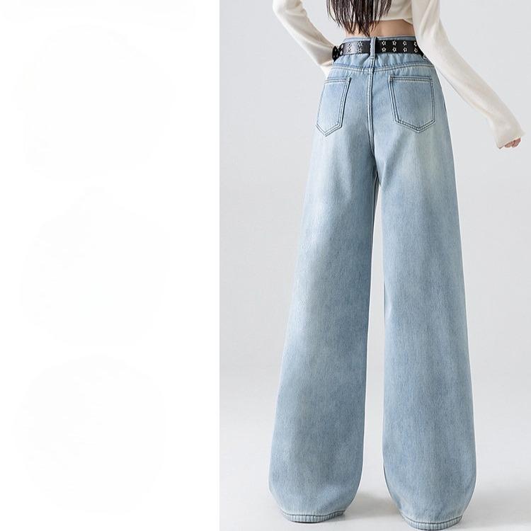 Floral Embroidered Wide Leg Pants Women Fashion Loose High Waist Slim Long Trousers