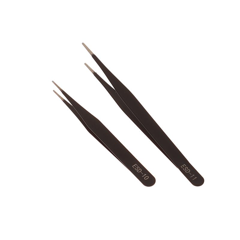 Precision Esd Anti-Static Tweezers Set -6-Pc Durable Stainless Steel Tool For Electronic Repair And Process Modeling, Bending&St