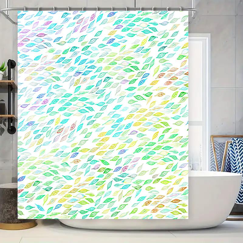 

Vibrant Leaf Pattern Shower Curtain Watercolor Leaves For Bathroom Decor Waterproof Fabric Available In Multiple Sizes W60H190(CM)-1 Pcs