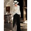Lanser 2026 Spring Striped Lapel Waist-Tie Shirt