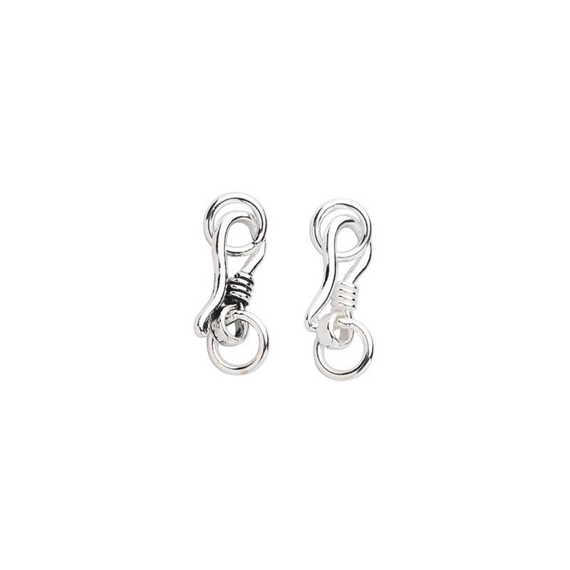 S925 Sterling Silver Fish Hook Clasp for Jewelry Making - Retro Bead Stringing & Necklace DIY Accessories
