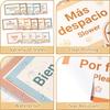 WATINC Spanish Words Phrases Poster - 16pcs Spanish Posters Set Classroom Decorations, Bilingual Study Learning Materials Teacher Supplies, Spanish