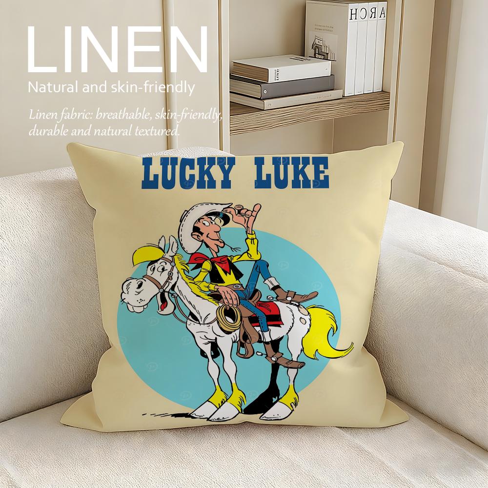 Cartoon Lucky Luke Cushion Cover Pillowcase Set Pcs x x Breathable Washable Sofa Cushion Cover