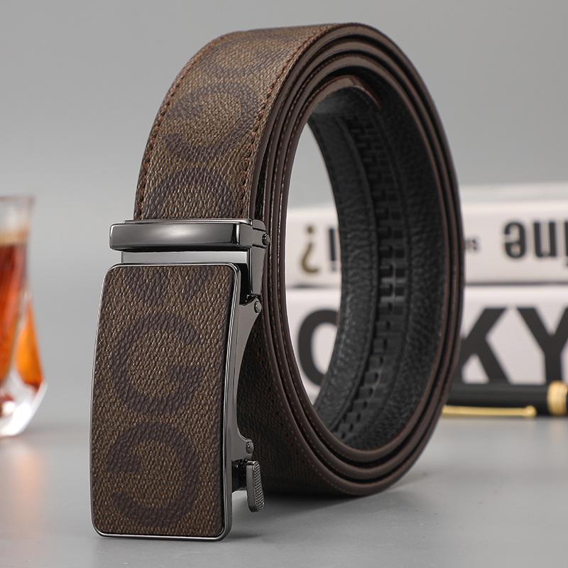 Men's Casual Patchwork Faux Leather Waist Belt with Letter Pattern