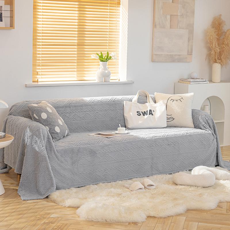 Warm yarn Sofa Towel Thicken Velvet Casual Sectional Sofa Cover Comfortable Sofa Blanket for Pets Anti-slip Protection Solid