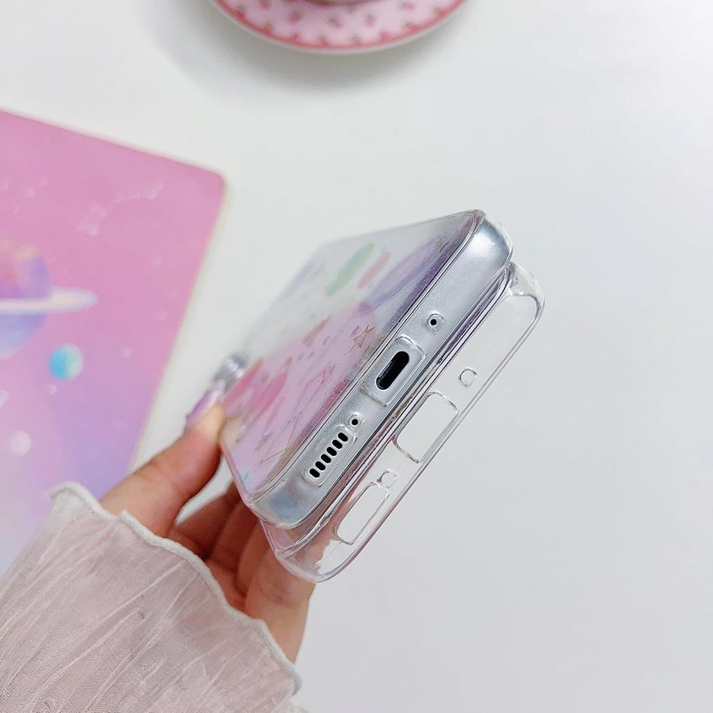Compatible for Samsung Galaxy A15 4G / 5G Case, Cute Clear Cases with Design Stars and Moon Bling Glitter Planet Aesthetic Silicone Shockproof Cover