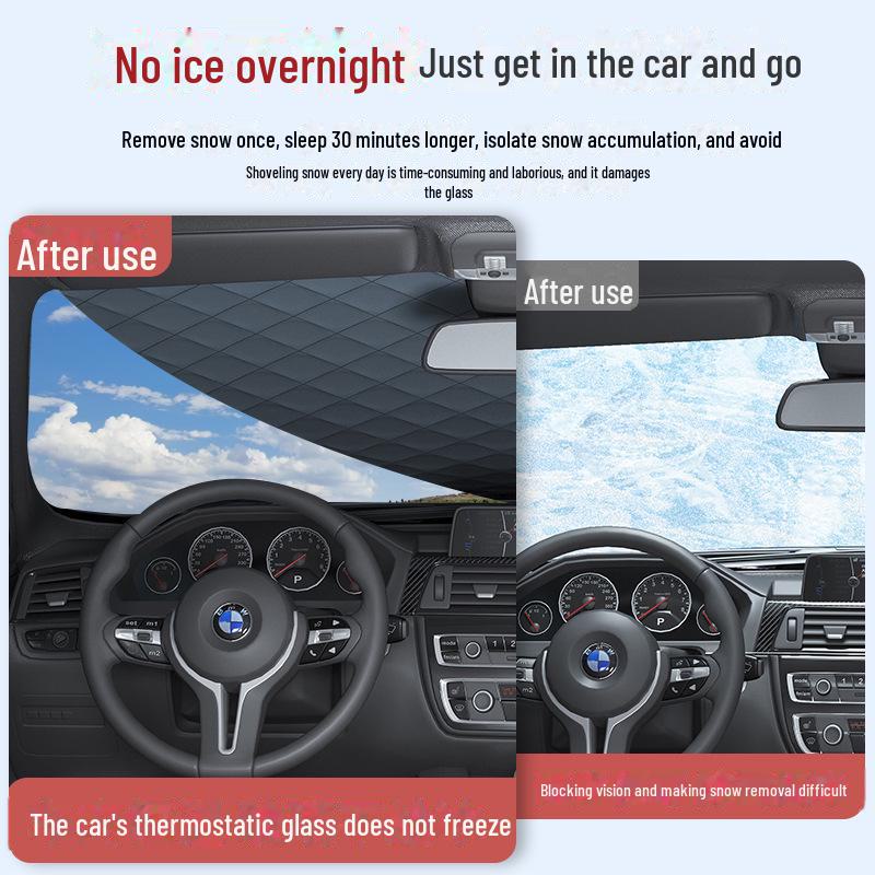 Car Windshield and Side Window Snow Shield - Anti-Frost Winter Cover and Sunshade