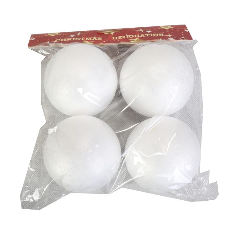 Set of 4 Styrofoam baubles for decorating, 8 cm