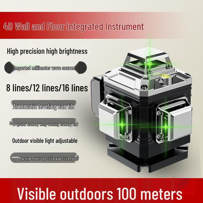 High-Precision 16-Line Green Laser Level with 12 Wall and Floor Integration