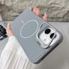 Trendy Silicone Magnetic Lens Stand Case for iPhone 16 15 14 11 12 13 Pro Max Plus MagSafe Compatible Shockproof Protective Case