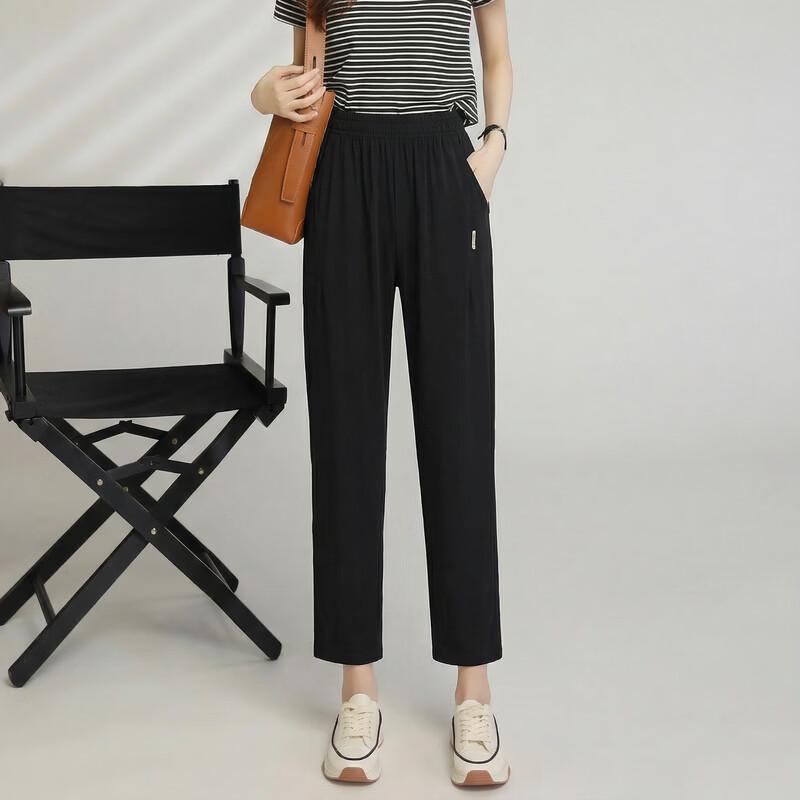 LangSha Women's Summer Straight-Leg Cropped Casual Pants
