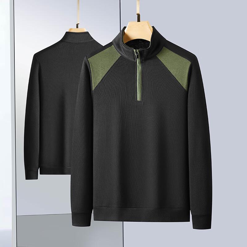 

Dibenze Мужской свитшот большого размера с цветными блоками, воротником-стойкой, половинной молнией и длинными рукавами 2XL