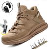 Men's Steel-Toe Safety Shoes Anti-Crush Puncture-Resistant Breathable Soft Upper Fashionable Outdoor Work Boots for Workshop