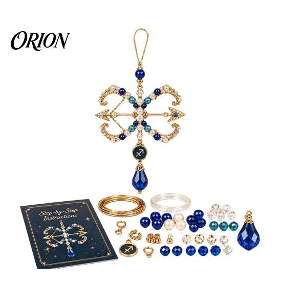 Zodiac Sign Craft Kit 12 Blessing Beaded Ornament DIY Kit, Beginner Friendly Bead Decoration Set for Beginners Beading Set, Hanging Pendant, Handmade