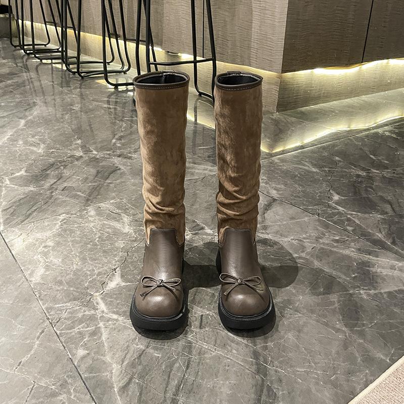 Round head drag cool boots 2025 summer new retro western cowboy boots women's trouser boots Roman cool boots stacking boots